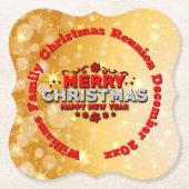 名前の年を追加Merry Christmasに一致 ペーパーコースター (正面)