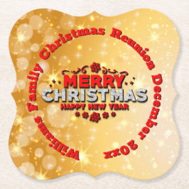 名前の年を追加Merry Christmasに一致 ペーパーコースター