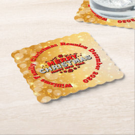 名前の年を追加Merry Christmasに一致 ペーパーコースター