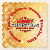 名前の年を追加Merry Christmasに一致 ペーパーコースター (正面)