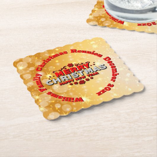 名前の年を追加Merry Christmasに一致 ペーパーコースター (アングル)