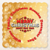名前の年を追加Merry Christmasに一致 ペーパーコースター (正面)