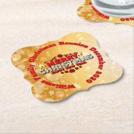 名前の年を追加Merry Christmasに一致 ペーパーコースター