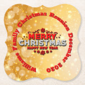 名前の年を追加Merry Christmasに一致 ペーパーコースター (正面)