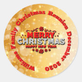 名前の年を追加Merry Christmasに一致 ラウンドシール (正面)