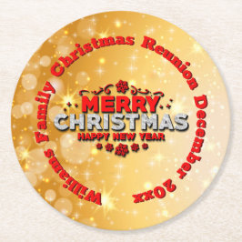 名前の年を追加Merry Christmasに一致 ラウンドペーパーコースター