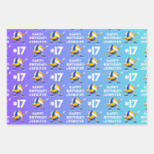 名前の年齢または番号スポーツテーマダビングバレーボール ラッピングペーパーシート (正面)