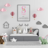 名前の意味モノグラム水彩花 ポスター