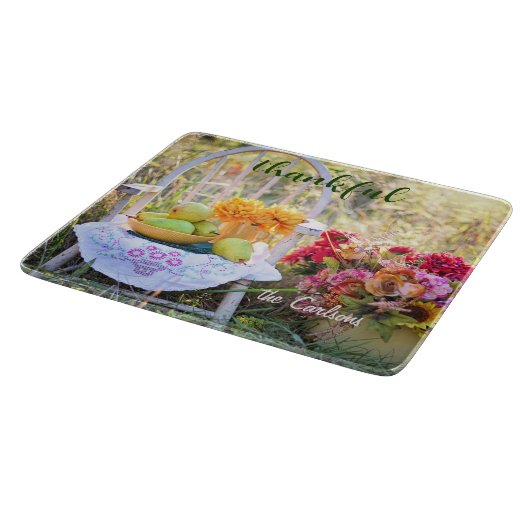 名前の感謝の秋の野生の花小さなガラス カッティングボード (角)