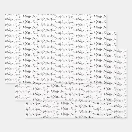 名前の手モダン書き ラッピングペーパーシート (セット)