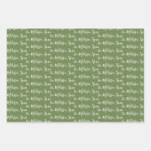 名前の手書きのオモダンリーブグリーン ラッピングペーパーシート (正面)