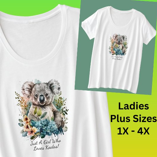 名前の文字を追加して、Koalasを愛する女の子! プラスサイズTシャツ
