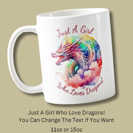 名前の文字を追加し、ドラゴンを愛する女の子だけ! コーヒーマグカップ