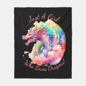名前の文字を追加し、ドラゴンを愛する女の子だけ! フリースブランケット (正面)