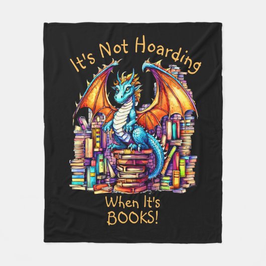 名前の文字を追加する、ドラゴンが本の場合は非表示 フリースブランケット (正面)