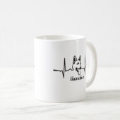 名前の文字、コーヒー上のドイツの羊飼いのハートビートを追加 コーヒーマグカップ (正面右)