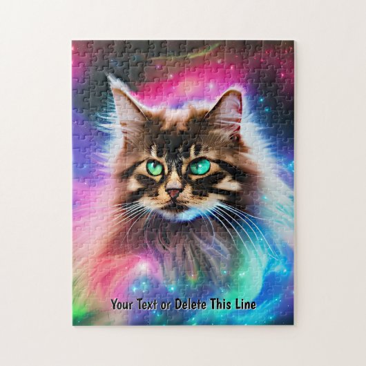 名前の文字、美しい長毛猫の宇宙 ジグソーパズル (縦)
