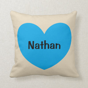 名前の新生児の男の子のパーソナライズで青いハート クッション