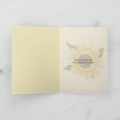 名前の日に暗い茶色の黄色いヒマワリ カード (内部)