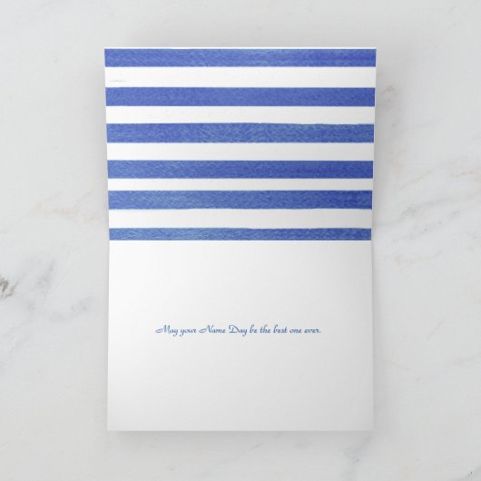 名前の日の白いデイジーオンストライプ カード (内部)