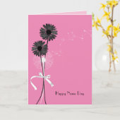 名前の日ブラックデイジーとタンポポ カード (黄色い花)