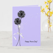 名前の日ブラックデイジーと紫色のタンポポ カード (黄色い花)