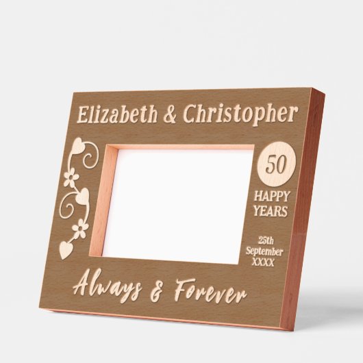 名前の日付50幸福の年ゴールデンアニバーサリー レーザー彫刻フレーム (左)