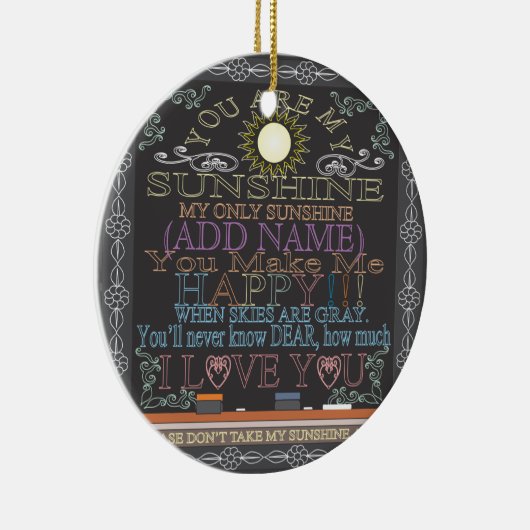 名前の日光のヴィンテージの黒板を加えて下さい セラミックオーナメント (右)