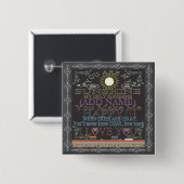 名前の日光のヴィンテージの黒板を加えて下さい 缶バッジ (正面&裏面)