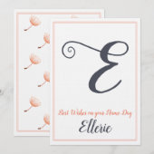 名前の日 聖人の日 文字 E モノグラム 招待状 (正面/裏面)