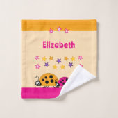 名前の星ladybugsピンクのオレンジ色の子供を追加 ウォッシュタオル (ウォッシュタオル)