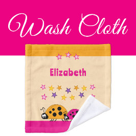 名前の星ladybugsピンクのオレンジ色の子供を追加 ウォッシュタオル