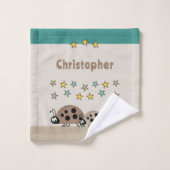 名前の星ladybugs茶色のターコイズ子供を追加 ウォッシュタオル (ウォッシュタオル)