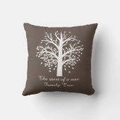 名前の暗灰色の系譜、白い木及び日付 クッション (裏面)