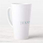 名前の書き文字プレーンシンプルホワイトブルー カフェラテマグ (左アングル)