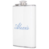 名前の書き文字プレーンシンプルホワイトブルー フラスク (左)