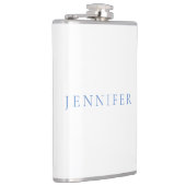 名前の書き文字プレーンシンプルホワイトブルー フラスク (右)