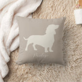 名前の最小主義のダックスフントのシルエット クッション (ブランケット)