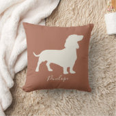 名前の最小主義のダックスフントのシルエット クッション (ブランケット)