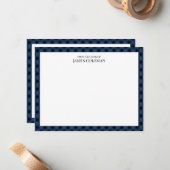 名前の机からの青いバッファローのチエレガントェック ノートカード (正面/裏面インサイチュ)