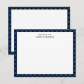 名前の机からの青いバッファローのチエレガントェック ノートカード (正面/裏面)