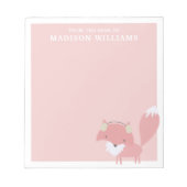 名前の机からピンクウィンターキツネ ノートパッド (正面)