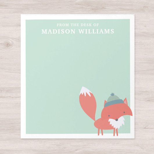 名前の机から冬のキツネ ノートパッド