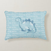 名前の水彩付きかわいい赤ちゃん青の恐竜 アクセントクッション (正面)