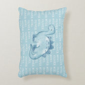 名前の水彩付きかわいい赤ちゃん青の恐竜 アクセントクッション (正面(垂直))