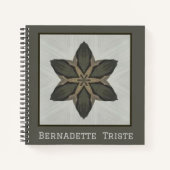 名前の水彩幾何学星模様グレーブラウン ノートブック (正面)