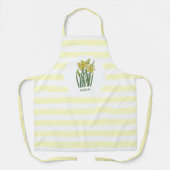 名前の水色イエローダッフォジルホワイトストライプ エプロン (正面)