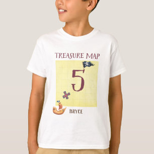 名前の海賊宝物地図の年齢5 Tシャツ