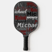 名前の灰色がかったパターン ピックルボールラケット (裏面)