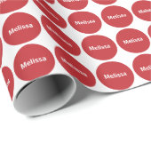 名前の白のえんじ色のドット・パターン ラッピングペーパー (ロールコーナー)